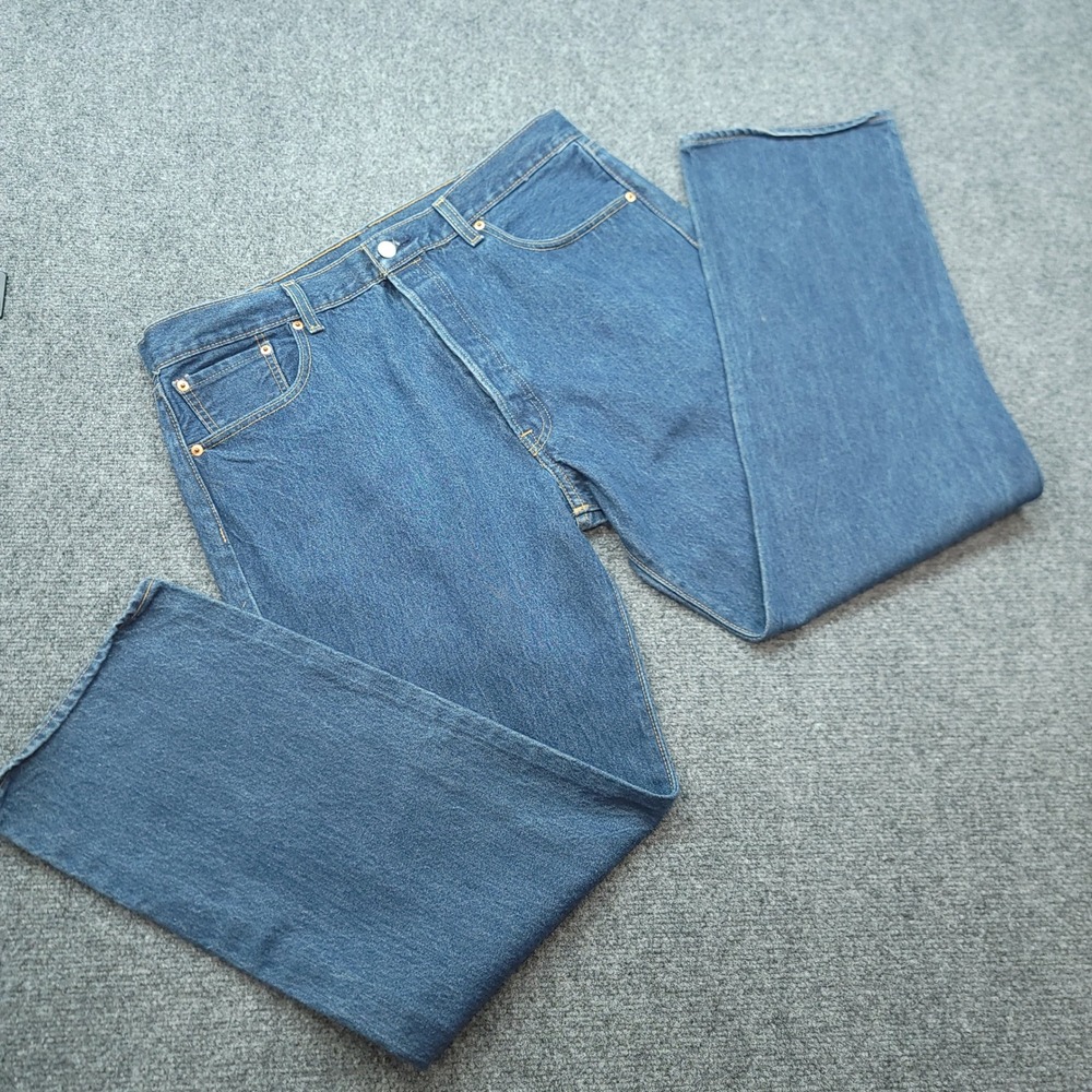 Levis 501 Original Fit Jeans Mens 40x32 Blue Denim Straight Leg Button Fly 00501